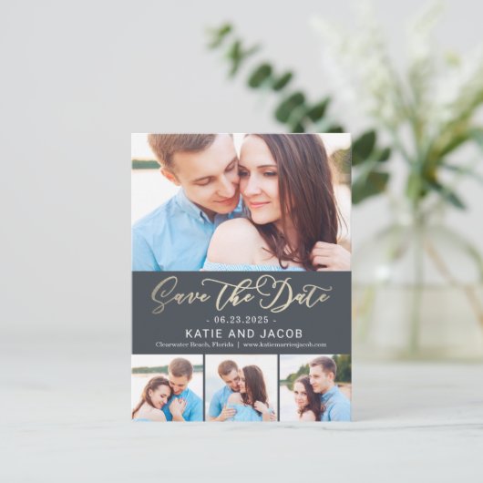 Forever Love EDITABLE FARBE Save the Date Postkarte (Stehend Vorderseite)
