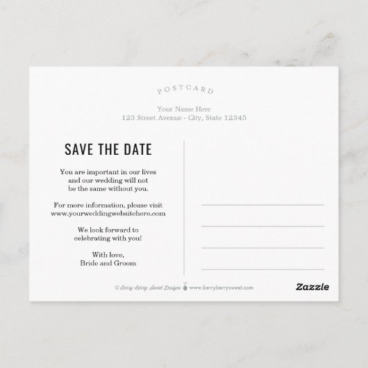 Forever Love EDITABLE FARBE Save the Date Postkarte (Rückseite)