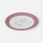 Forever Love Elegante Hochzeit Herzen Dusty Rose Pappteller (Schrägansicht)