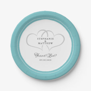Forever Love Elegante Wedding Hearts Pappteller