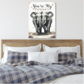 Forever Love Elephants Wildlife Art Leinwanddruck (Insitu (Schlafzimmer))