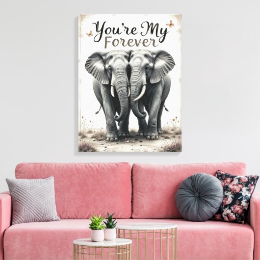 Forever Love Elephants Wildlife Art Leinwanddruck (Insitu (Wohnzimmer))