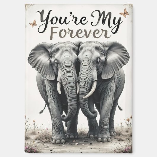 Forever Love Elephants Wildlife Art Magnet (Vorderseite)