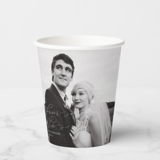 Forever Love Foto Wedding Brunch Pappbecher (Vorderseite)