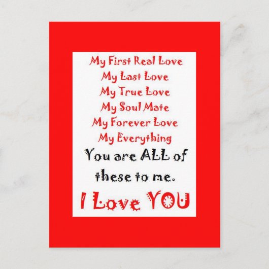 Forever Love Gedicht Postkarte (Vorderseite)