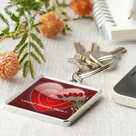 Forever Love Herz und Rose Paare Schlüsselkette Schlüsselanhänger (Seite)