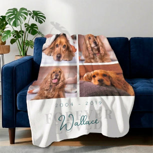 Forever Love Hund Memorial Foto Collage White Fleecedecke