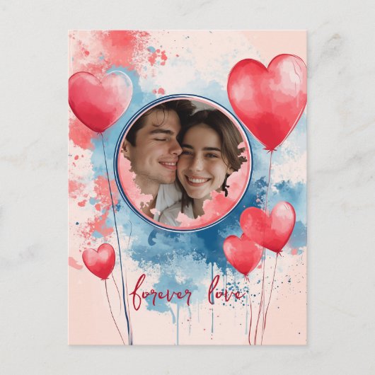 Forever Love mit Herz geformt Balloons Postkarte (Vorderseite)