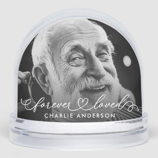 Forever Love Moderne Kalligraphie Script 2 Foto Schneekugeln (Vorderseite)