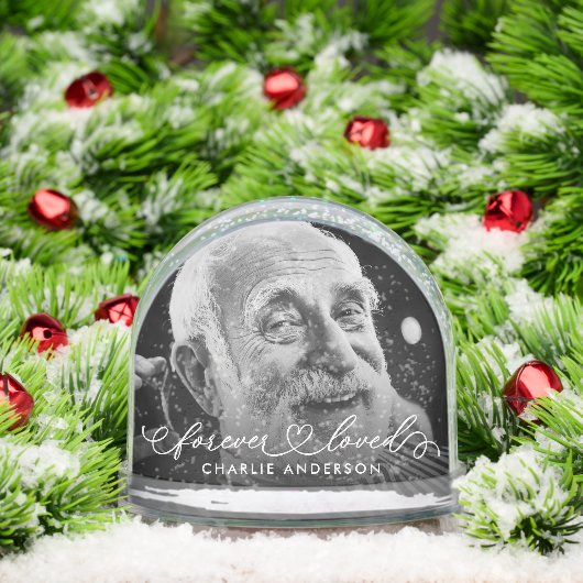Forever Love Moderne Kalligraphie Script 2 Foto Schneekugeln (Weihnachten)