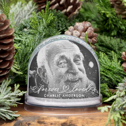 Forever Love Moderne Kalligraphie Script 2 Foto Schneekugeln (Winter)