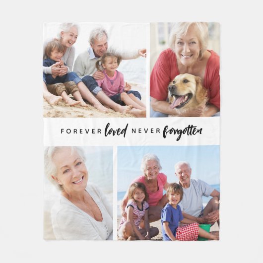 Forever Love Niemals vergessen 4 Foto Memorial Fleecedecke (Vorderseite)