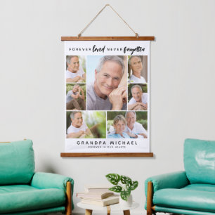Forever Love Niemals vergessen 7 Foto Memorial Wandteppich Mit Holzrahmen