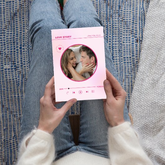 Forever Love Pink Heart Foto Valentines Card Magnetkarte