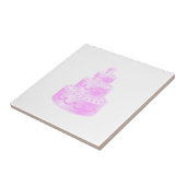 Forever Love Pink Hochzeitstorte Fliese (Seite)