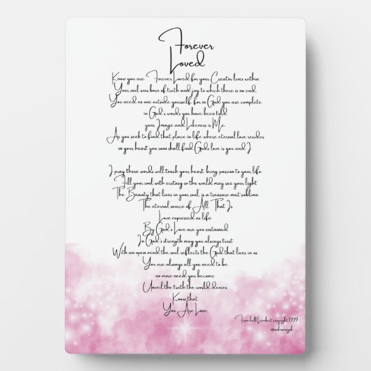 Forever Love Pink Plaque Fotoplatte (Vorderseite)