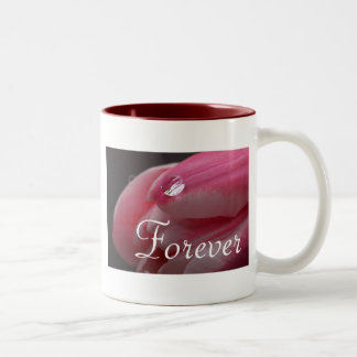Forever Love Pink Rose Raindrop Zweifarbige Tasse