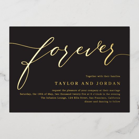 Forever Love Real Foil Hochzeit Einladung Foil Inv (Vorderseite)