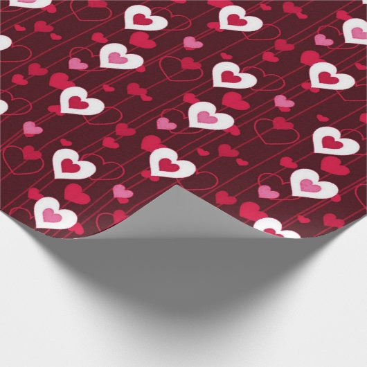 Forever Love Red Hearts Geschenkpapier (Ecke)