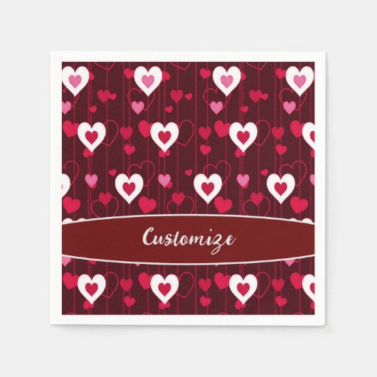 Forever Love Red Hearts Serviette (Vorderseite)