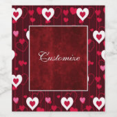 Forever Love Red Hearts Weinetikett (Einzelnes Label)