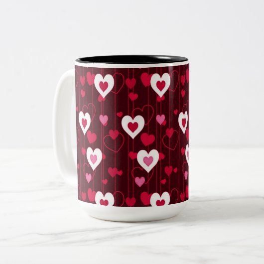 Forever Love Red Hearts Zweifarbige Tasse (Vorderseite Links)
