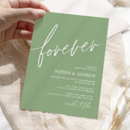 Forever Love Sage Grüne Minimalistische Hochzeit Einladung