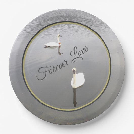 Forever Love Swans Pappteller (Vorderseite)