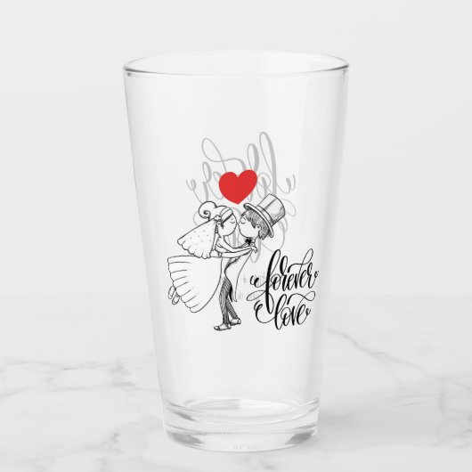 Forever Love Wedding Glass Glas (Vorderseite)