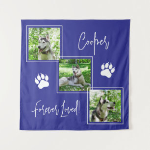 Forever Loved Blue Dog Memorial Foto Collage Wandteppich
