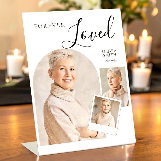 Forever Loved Funeral Minimalist Photo Collage  Sockelschild