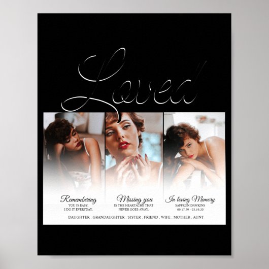 Forever Loved Memorial 3 Photo Memorial Poster (Vorne)