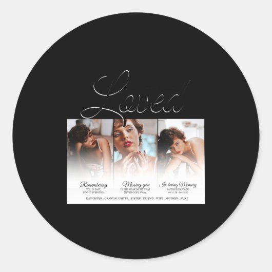 Forever Loved Memorial 3 Photo Memorial Runder Aufkleber (Vorderseite)
