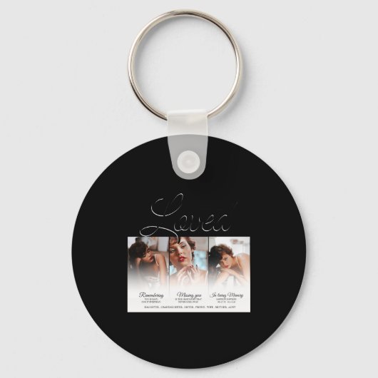 Forever Loved Memorial 3 Photo Memorial  Schlüsselanhänger (Vorderseite)