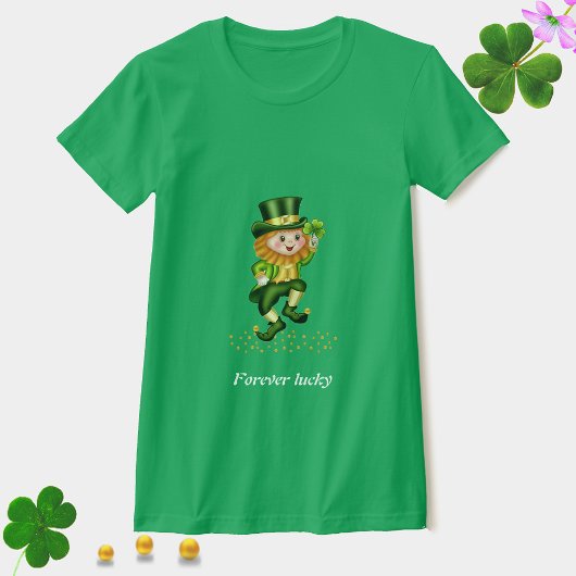 Forever Lucky Green Gnome St Patrick's Day T - Shi T-Shirt