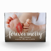 Forever Merry | Lässiges Script Birth Stat Keepake Fotoblock (Vorderseite)