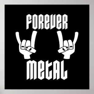 Forever Metal Heavy Metal Devil Horns Hand Geste Poster