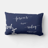 Forever Nautical Navy Blue Lumbar Wedding Pillows Lendenkissen (Rückseite)