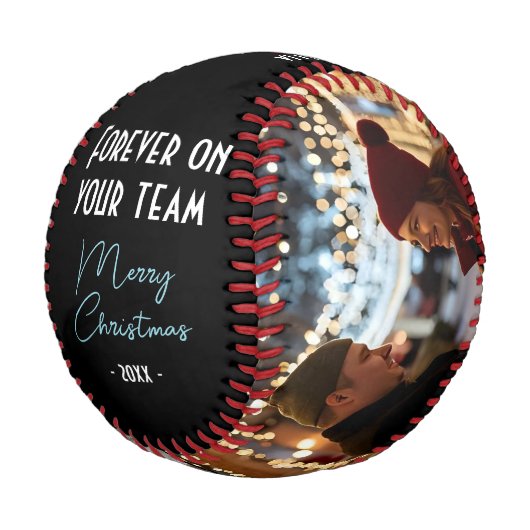 Forever on your team Merry Christmas 2 Photo Baseball (Schrägansicht)