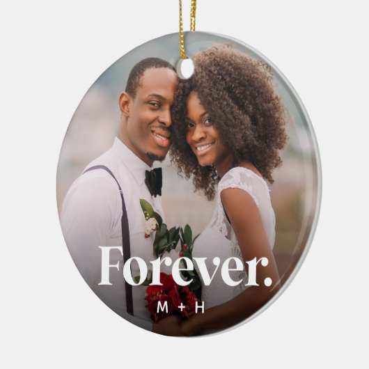 Forever Overlay Personalisierten Paare Foto Keramik Ornament (Links)