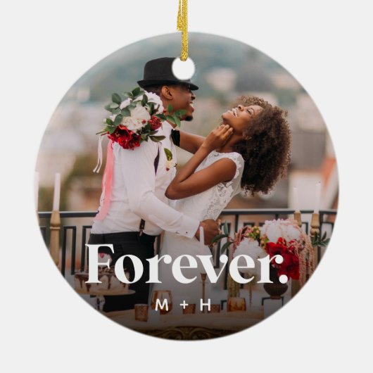 Forever Overlay Personalisierten Paare Foto Keramik Ornament (Hinten)