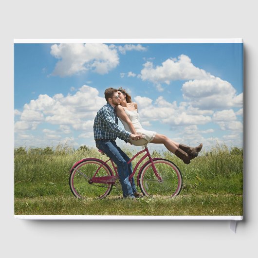 Forever Overlay White Script Foto Hochzeit Gästebuch (Rückseite)