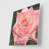 Forever Princess Diana: Rosa Elegante Lady Quadratische Wanduhr (Winkel)