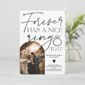 Forever Ring Foto Bogen Schwarz-weiße Verlobung Ankündigung (Stehend Vorderseite)