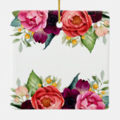 Forever Rose Floral Personalisierten Paare Foto Keramikornament (Rückseite)