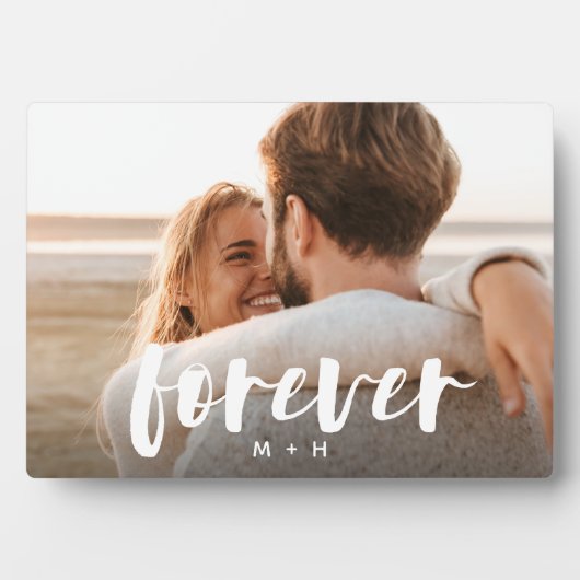 Forever Script Overlay Personalisierte Paare Foto Fotoplatte (Vorderseite)