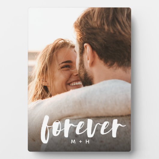 Forever Script Overlay Personalisierte Paare Foto Fotoplatte (Vorderseite)
