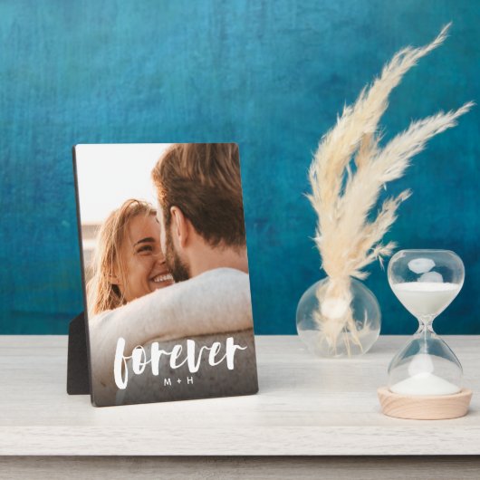 Forever Script Overlay Personalisierte Paare Foto Fotoplatte (Seite)