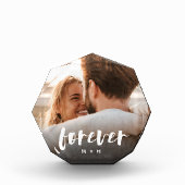 Forever Script Overlay Personalisierte Paare Fotoblock (Vorderseite)