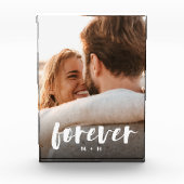 Forever Script Overlay Personalisierte Paare Fotoblock (Vorderseite)